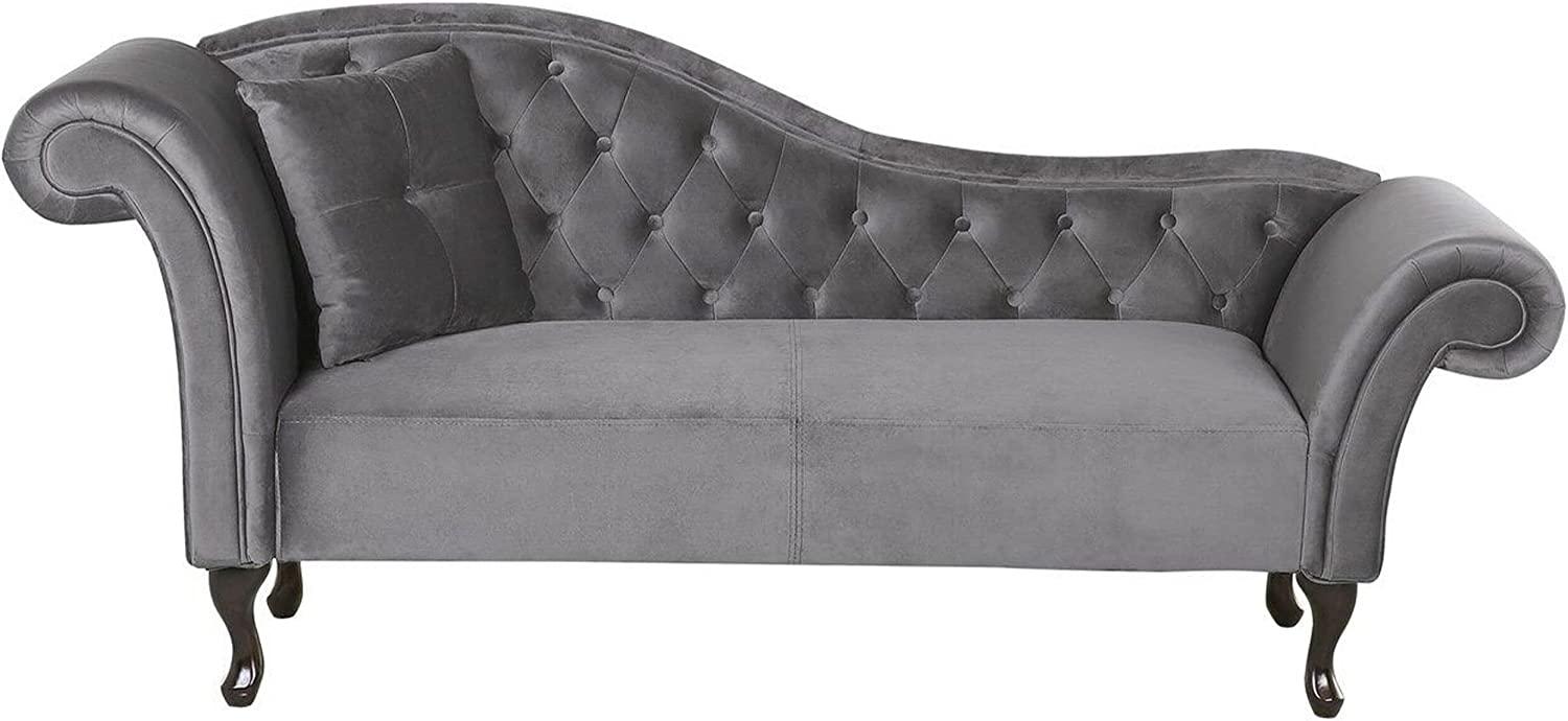 Chaiselongue Samtstoff grau linksseitig LATTES Bild 1