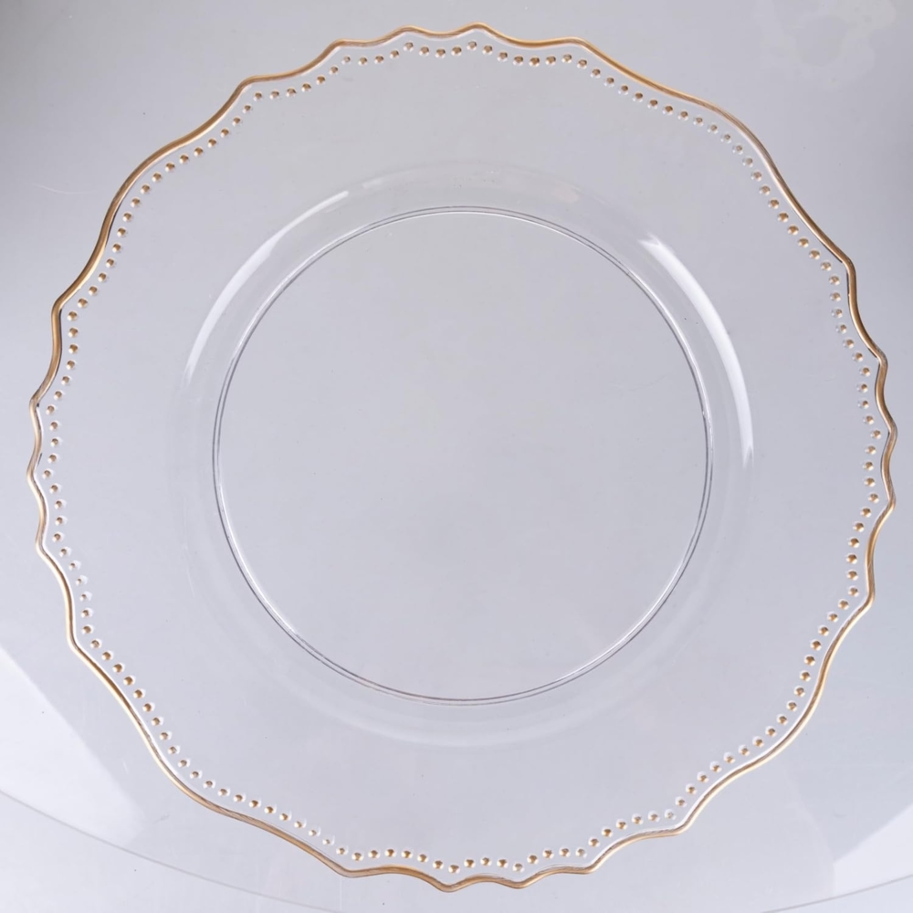 Set 6 Platzteller Ø 33 cm transparent gewellt mit Goldrand Versailles Bild 1