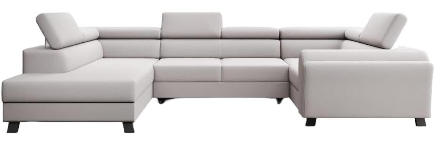 Designer Sofa Emilio mit Schlaf- und Klappfunktion Stoff Beige Links Bild 1