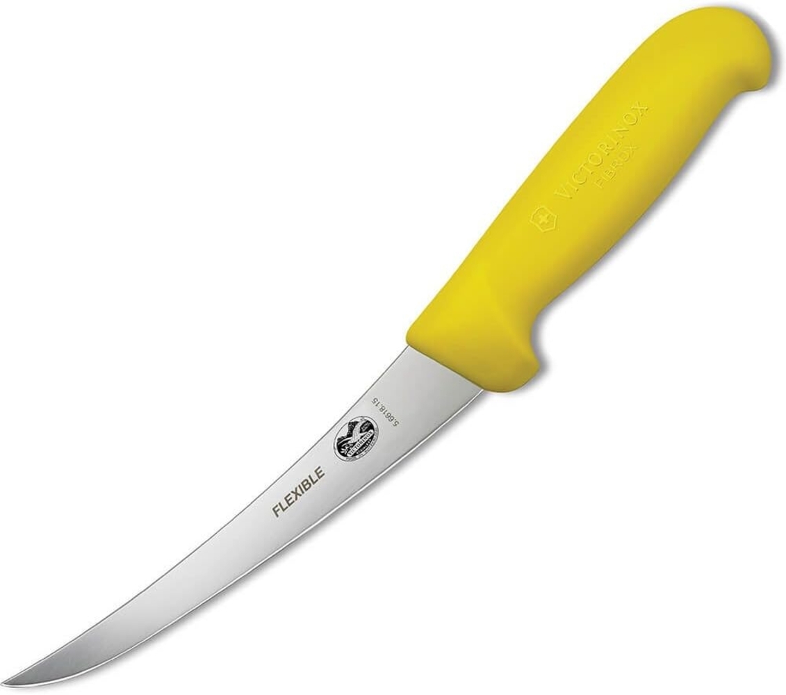 Victorinox Fibrox Ausbeinmesser, 15cm, Gebogen-Schmal-Flexibel, Rutschfest, rostfrei, edelstahl, spülmaschinengeeignet, gelb Bild 1