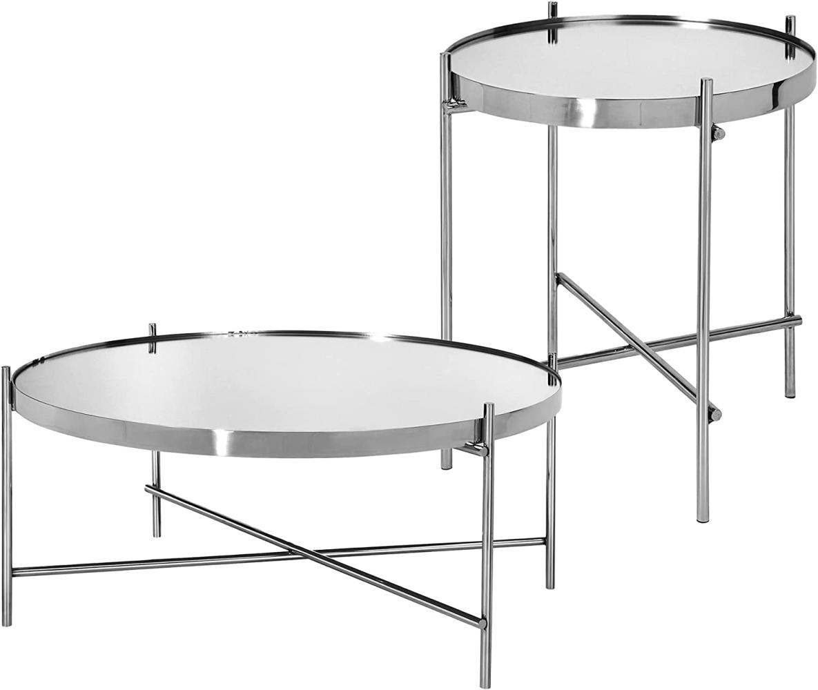 Couchtisch 2er Set Silber aus Metall und Glas WOMO-Design Bild 1