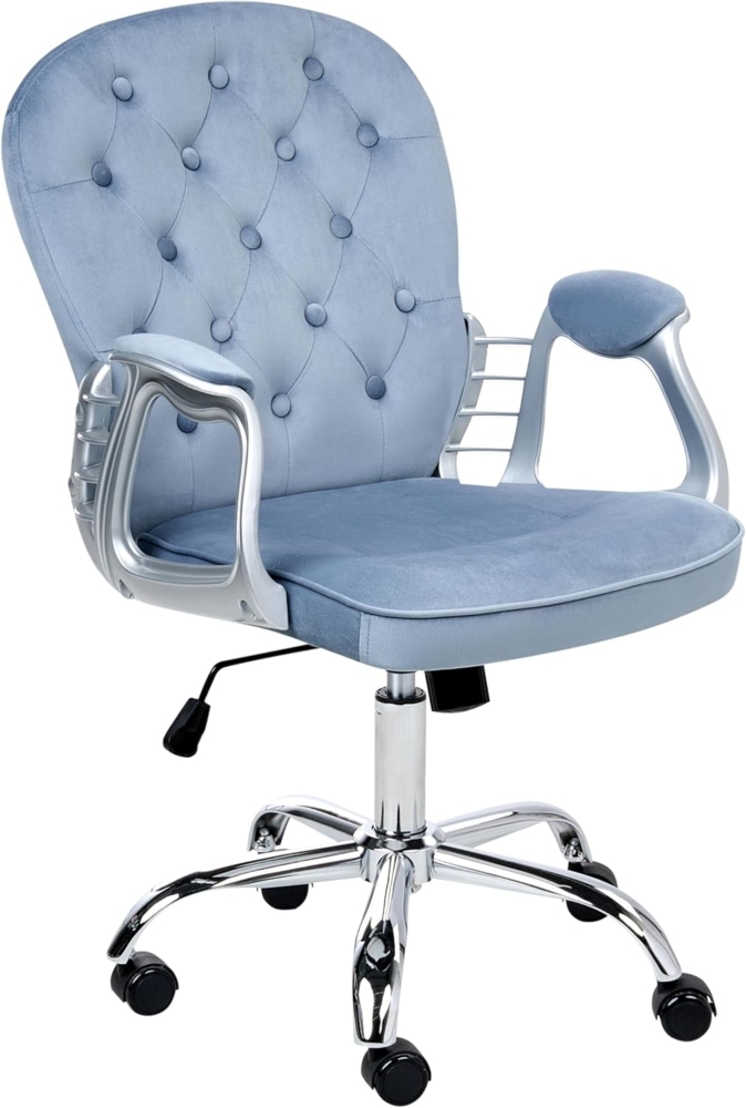 Schreibtischstuhl PRINCESS Samtstoff Hellblau Bild 1