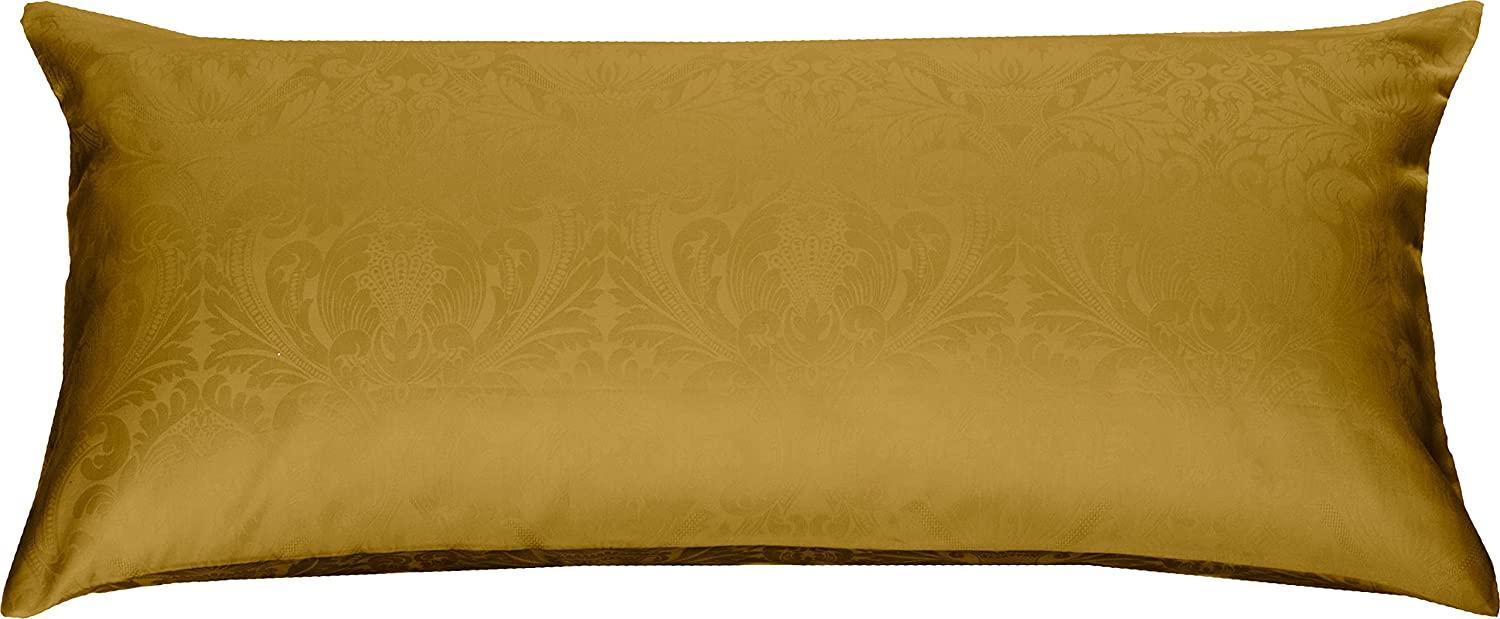 Mako Satin Damast Bettwäsche Ornament gold Kissen 40x80 Bild 1