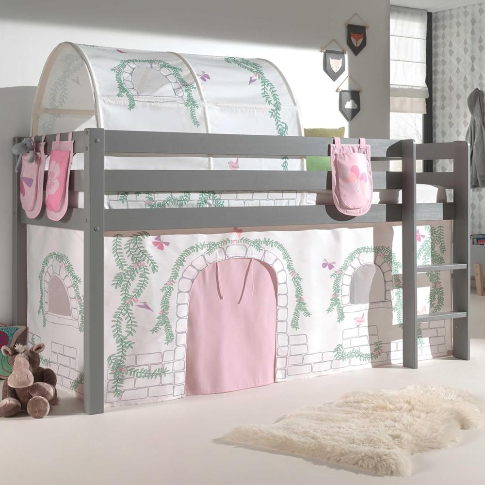 Vipack Spielbett Pino mit Textilset Vorhang, Tunnel und 3 Taschen 'Birdy' Bild 1