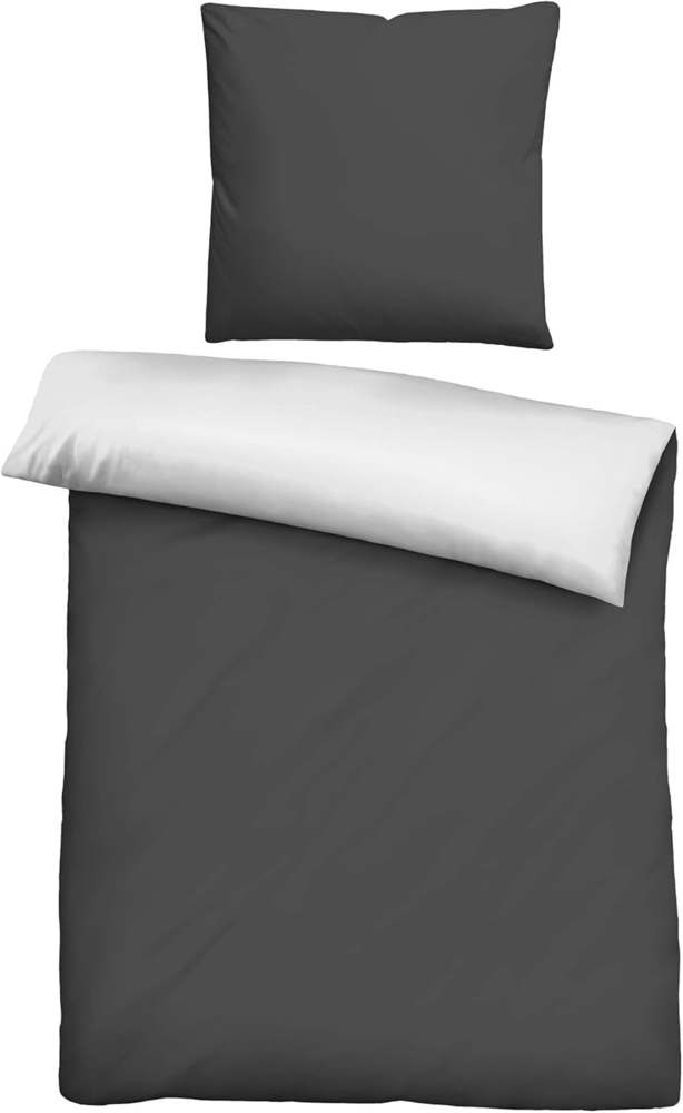 Traumhaft Schlafen - Castell - Markenbettwäsche 0560500 Microfaser Satin Bettwäsche, scharz, 1x 135x200 cm + 1x 80x80 cm Bild 1