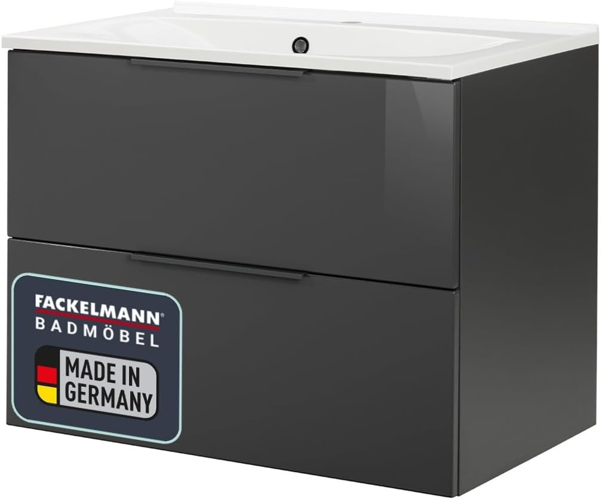 Fackelmann LUNA Badmöbel, 80 cm breit, Schwarz/Anthrazit, Gussmarmor Bild 1