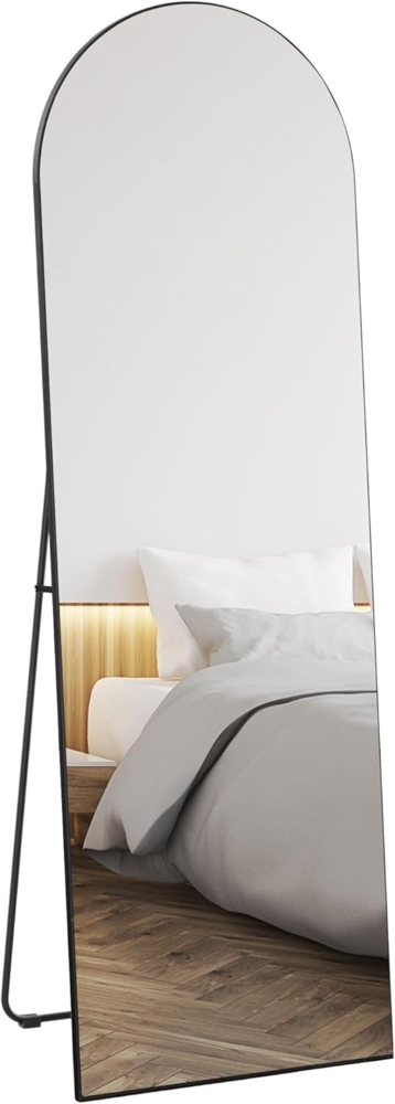 HOMCOM Standspiegel 150 x 50 cm Wandspiegel mit Ständer, Bogen-Design (Ganzkörperspiegel, 1-St, Stehspiegel), für Wohnzimmer, Schlafzimmer, Schwarz Bild 1