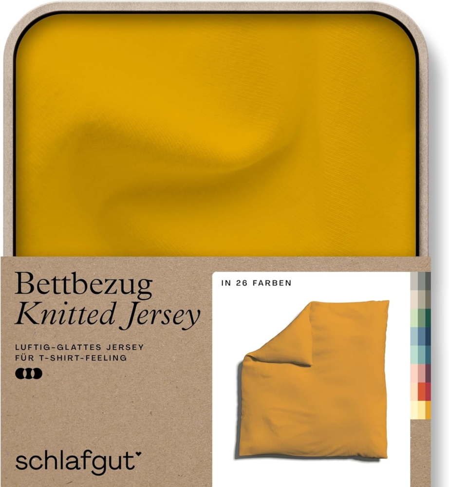 Schlafgut Knitted Jersey Bettwäsche | Bettbezug einzeln 200x200 cm | yellow-deep Bild 1