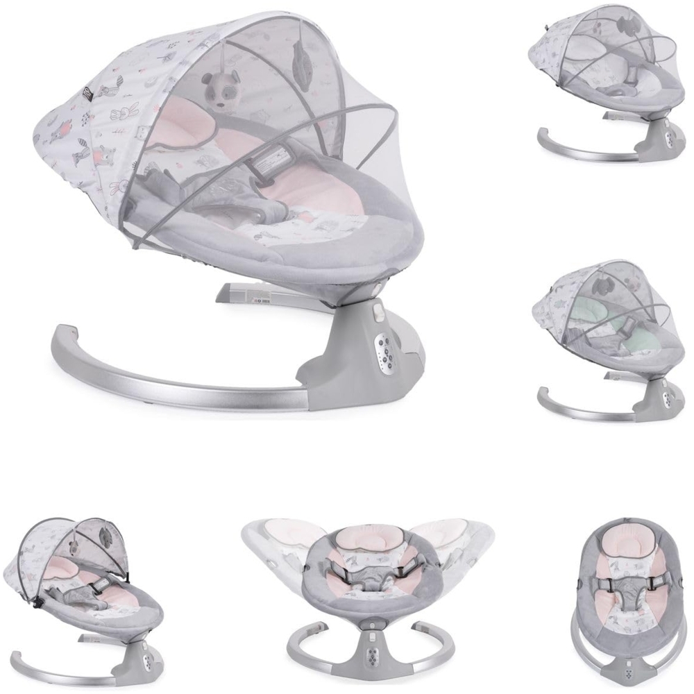 Cangaroo Babywippe Ari Musikfunktion Timer Fernbedienung Moskitonetz Bluetooth rosa Bild 1