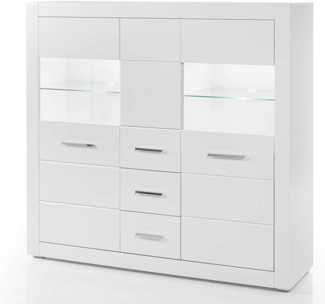 Highboard weiß Hochglanz BALVE-61 mit LED-Beleuchtung, BxHxT: 149x142x42cm Bild 1