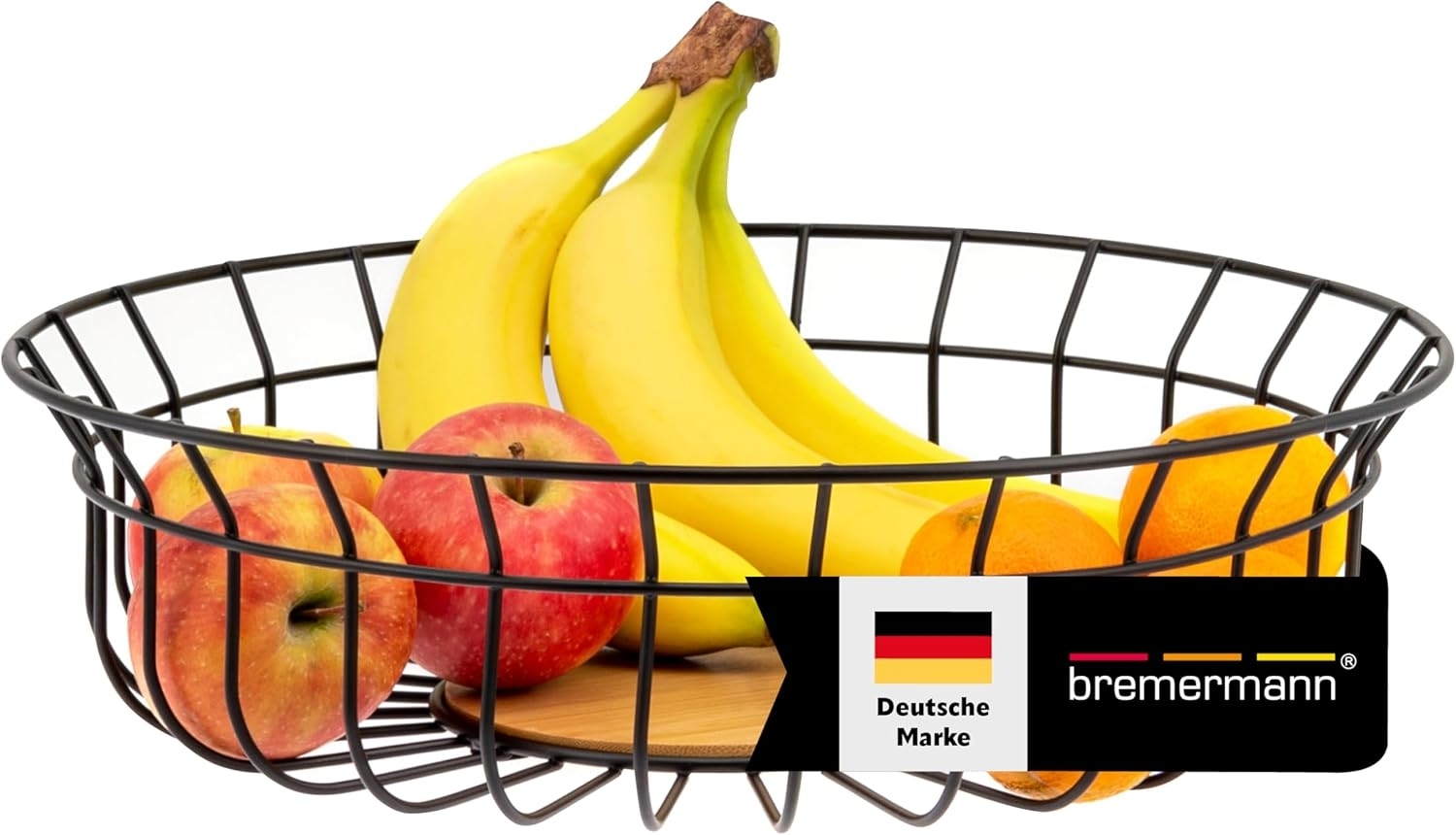 bremermann Obstschale Obstkorb, Obstschale rund, Ø ca. 35,5 cm, schwarz matt, Bambusboden Bild 1