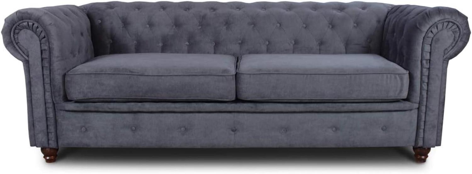 Sofa Chesterfield Asti 3-Sitzer, Couch 3-er, Glamour Design, Couchgarnitur, Sofagarnitur, Holzfüße, Polstersofa - Wohnzimmer (Graphit (Capri 16)) Bild 1