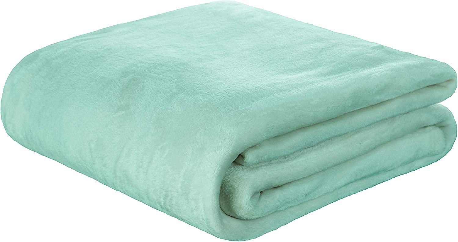 Brandsseller Flanelldecke Supersoft Kuscheldecke Tagesdecke Wohndecke - Uni - 180 x 220 cm (180 x 220 cm, Mint) Bild 1