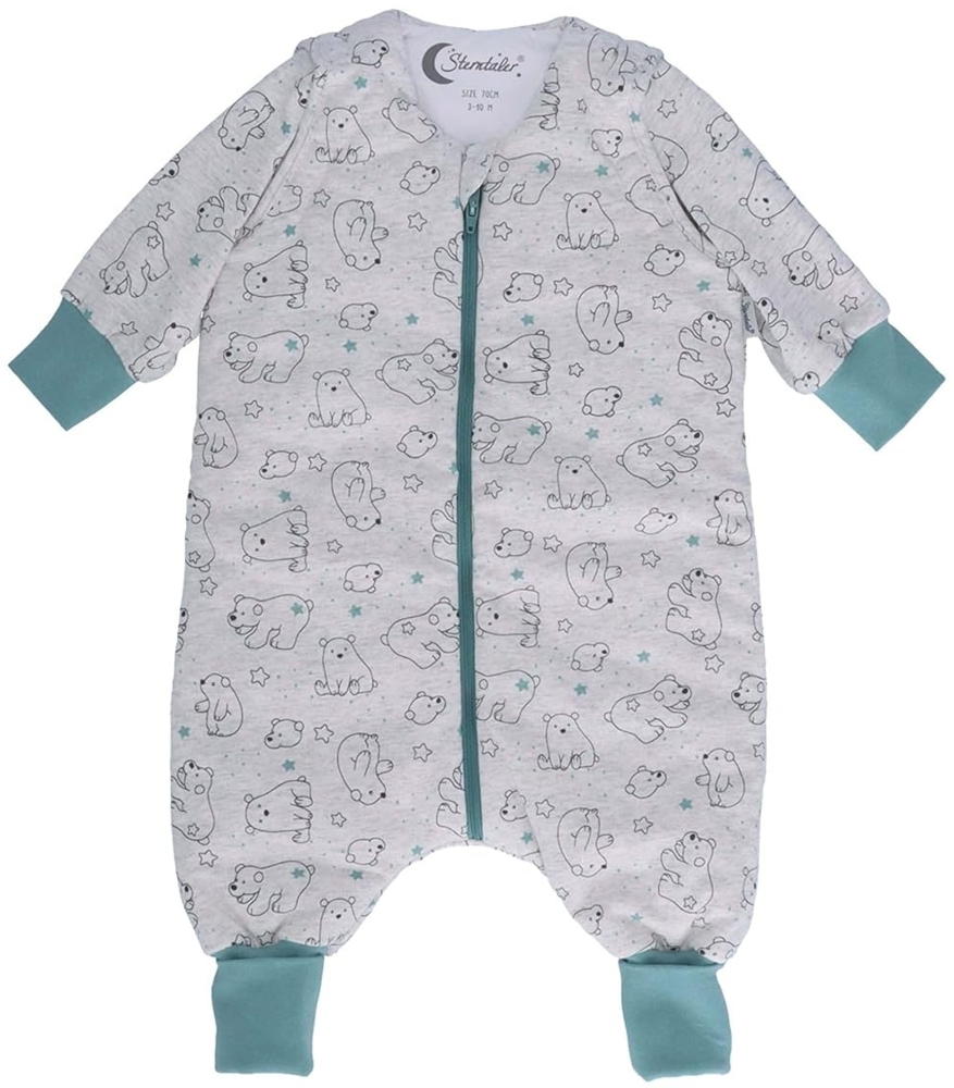 Sterntaler Baby Unisex Schlafsack mit Beinen Eisbär Elia - Baby Overall - beige meliert, 70cm Bild 1
