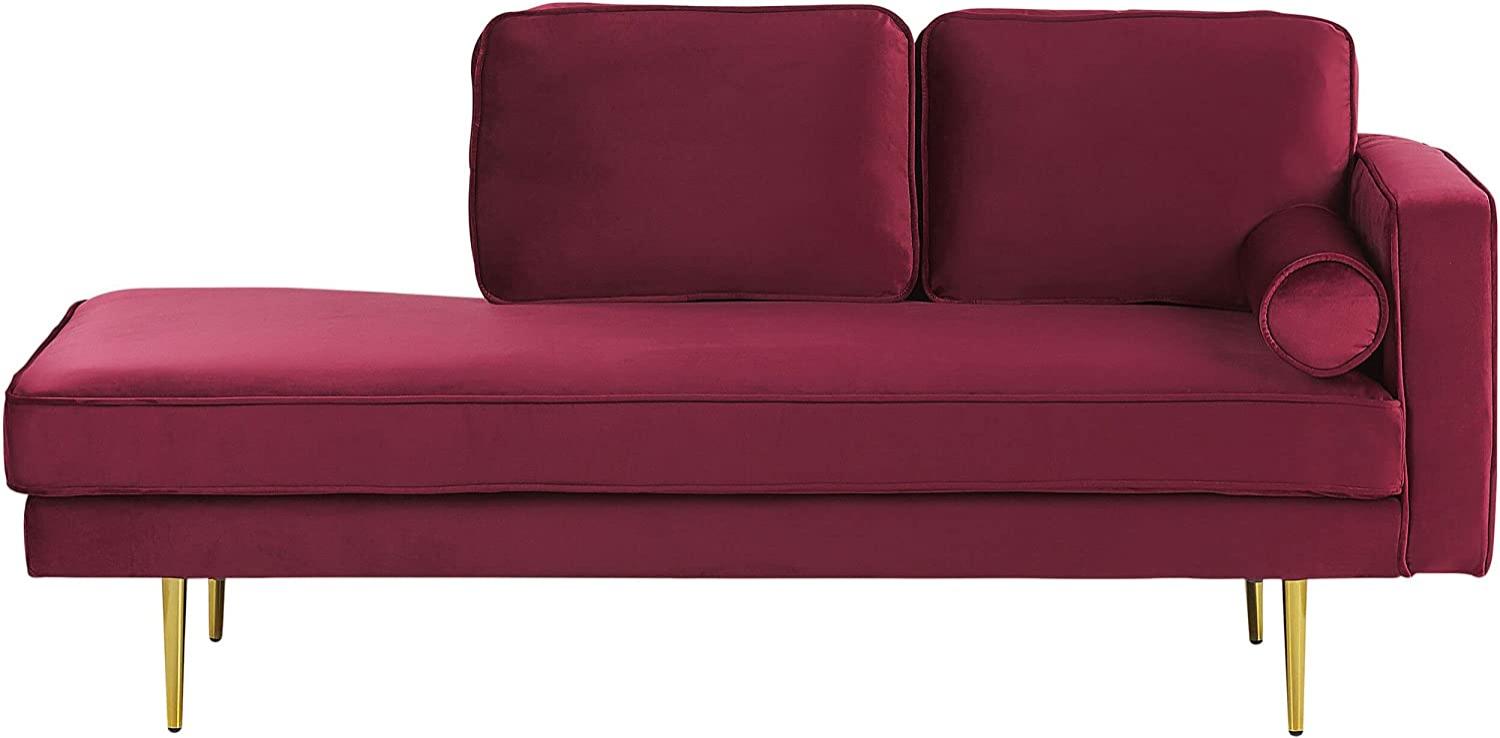 Chaiselongue Samtstoff dunkelrot rechtsseitig MIRAMAS Bild 1