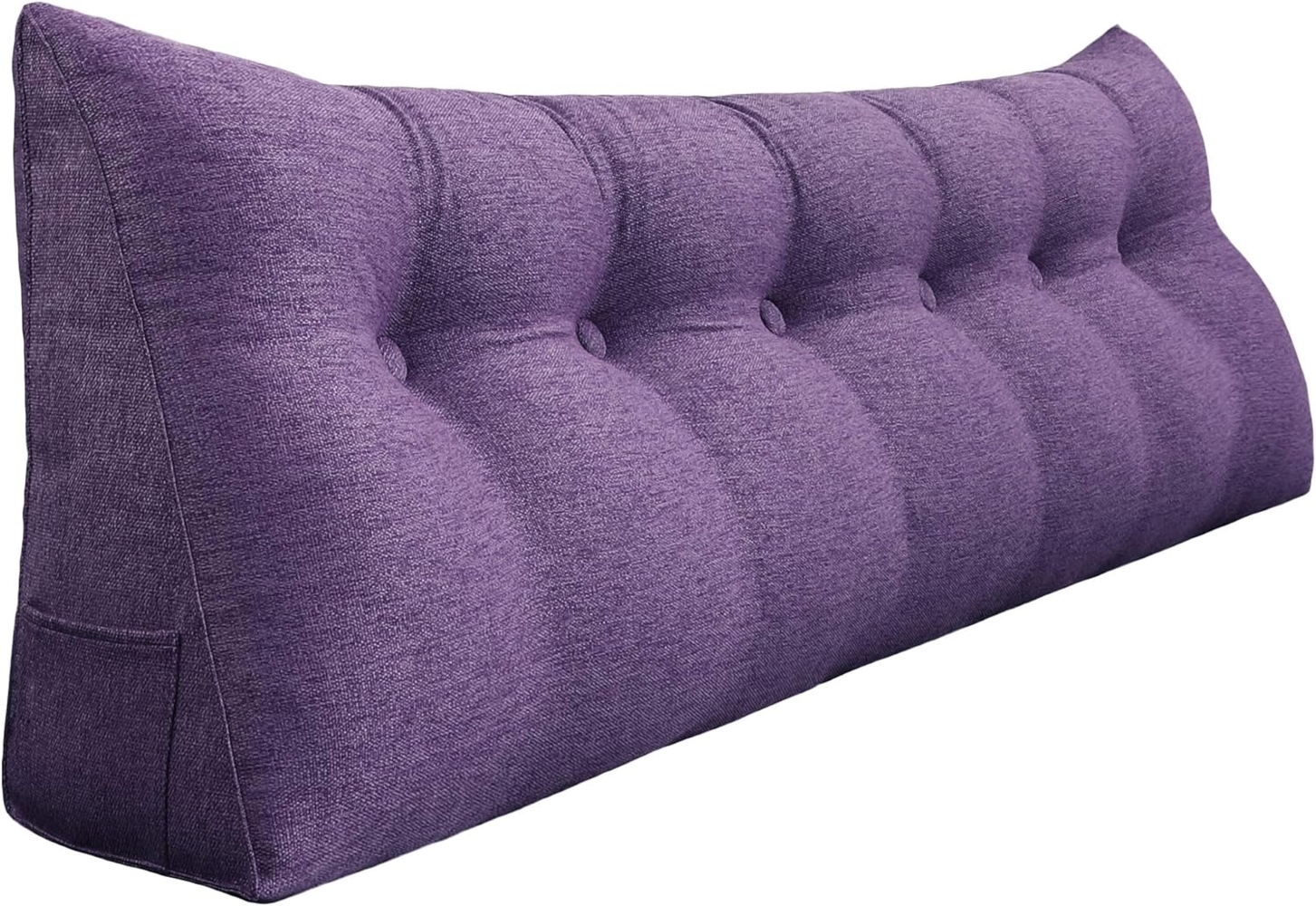 VERCART Großes Bettruhe Keilkissen, Lang Lesekissen, Dekoratives Kopfteilkissen, Dreieckiges Rückenkissen, Loungekissen für Tagesbett oder Couch, Leinenmischung Lavendel, 180cm Bild 1