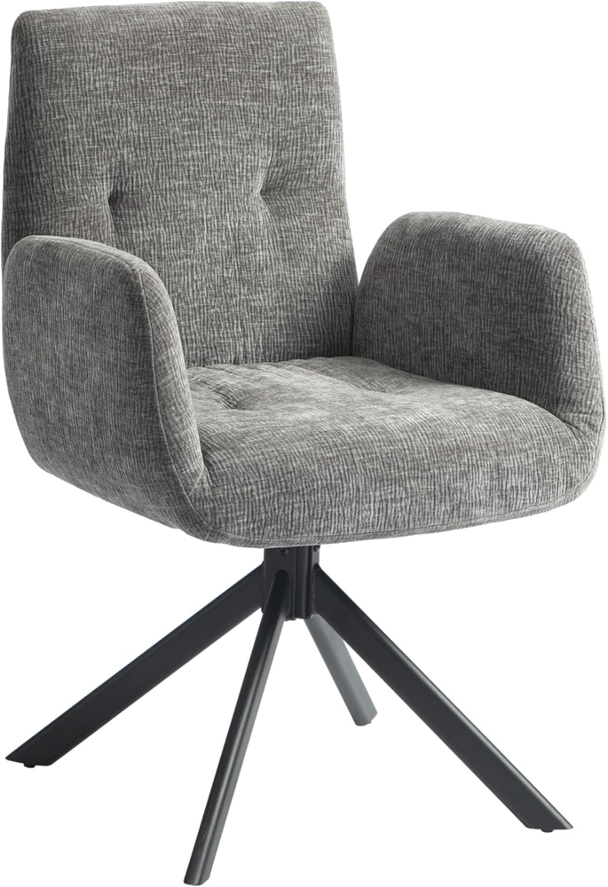 HOMCOM Relaxsessel Drehbar Sessel mit Armlehne, Wolle-Leinenoptik (Loungesessel, 1-St, Polsterstuhl), für Wohnzimmer, Schlafzimmer, Dunkelgrau Bild 1