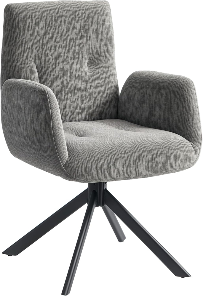 HOMCOM Relaxsessel Drehbar Sessel mit Armlehne, Wolle-Leinenoptik (Loungesessel, 1-St, Polsterstuhl), für Wohnzimmer, Schlafzimmer, Dunkelgrau Bild 1