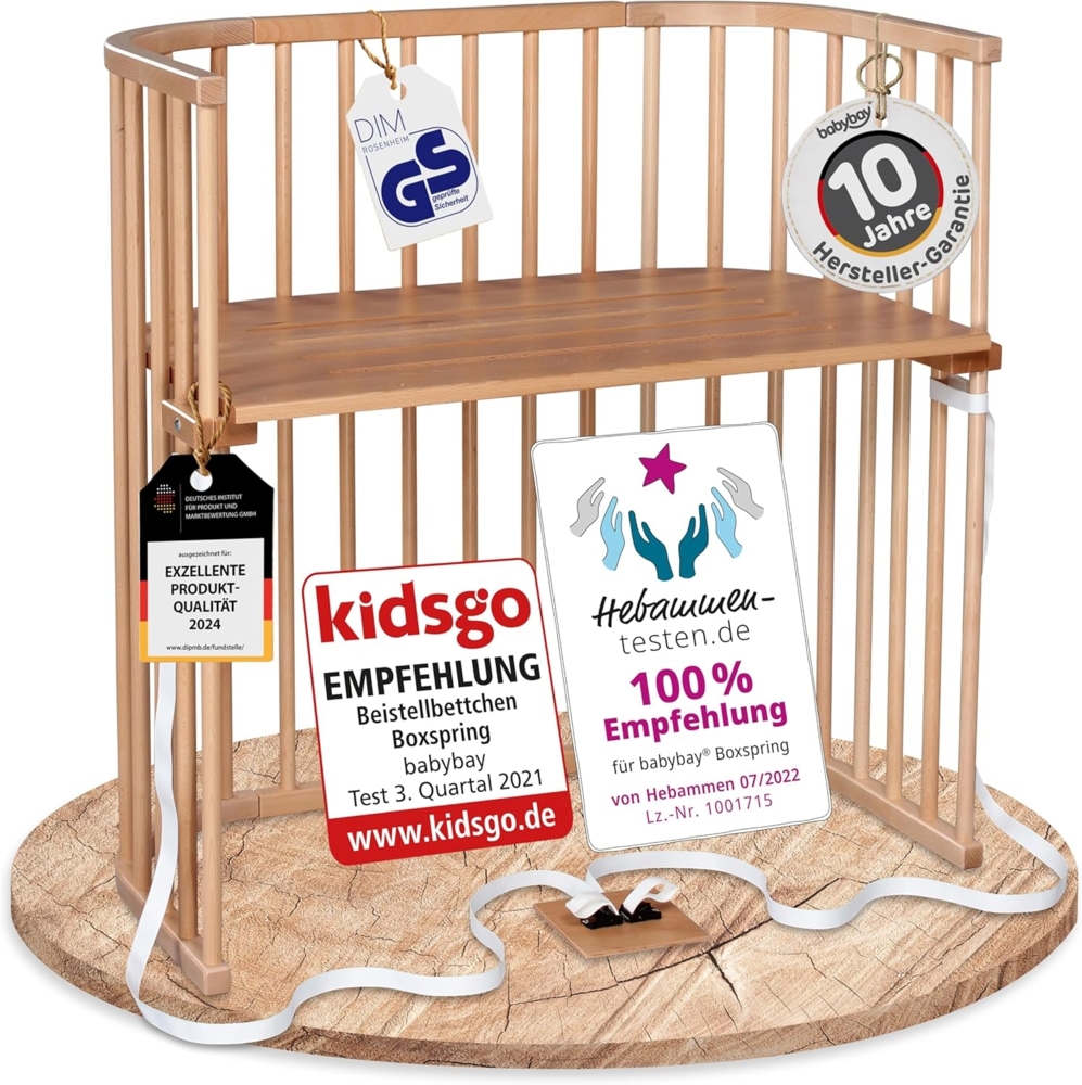 Babybay 'Boxspring' Beistellbett klarlackiert Bild 1