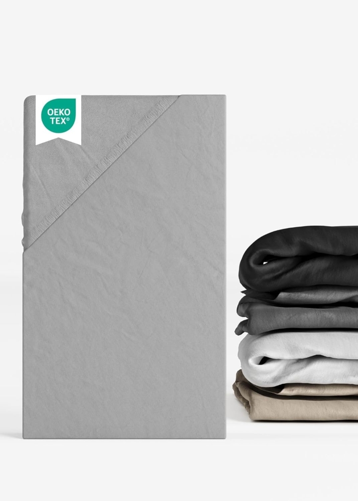 Sämann Spannbettlaken 100x100 cm Jersey grau Bild 1