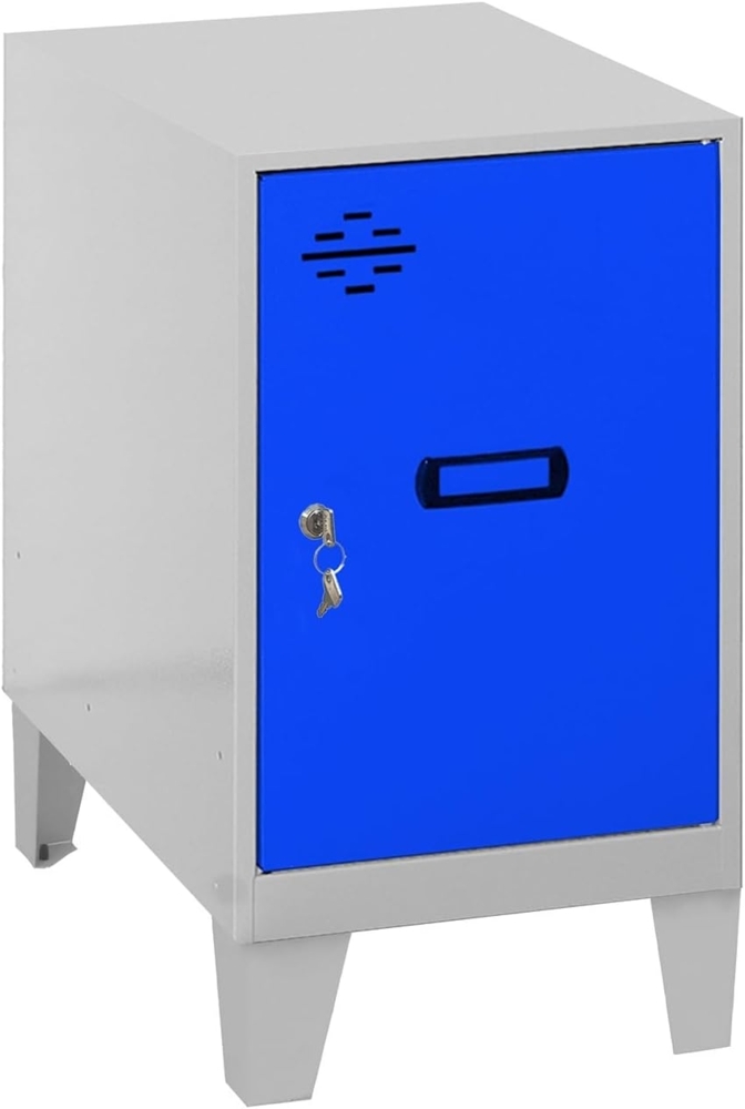 Simon Rack Simonlocker Kommode, klein, 575 x 300 x 500 mm, Amario aus Metall, inkl. Schlüssel, Grau/Blau Bild 1