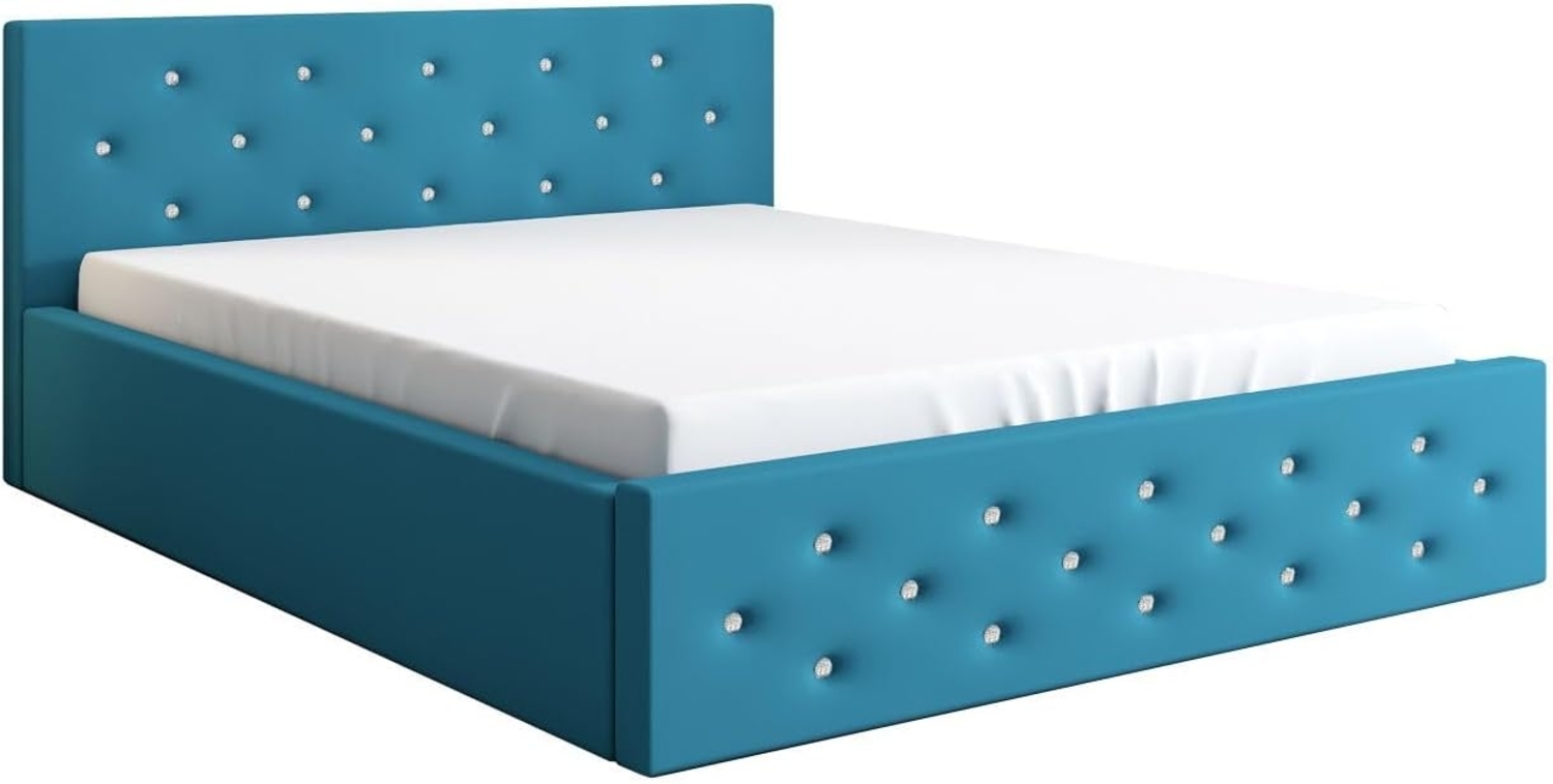 Polsterbett VALI 90x200 mit Matratze, Bettkasten und Lattenrost. Farbe: Azur 13 Bild 1