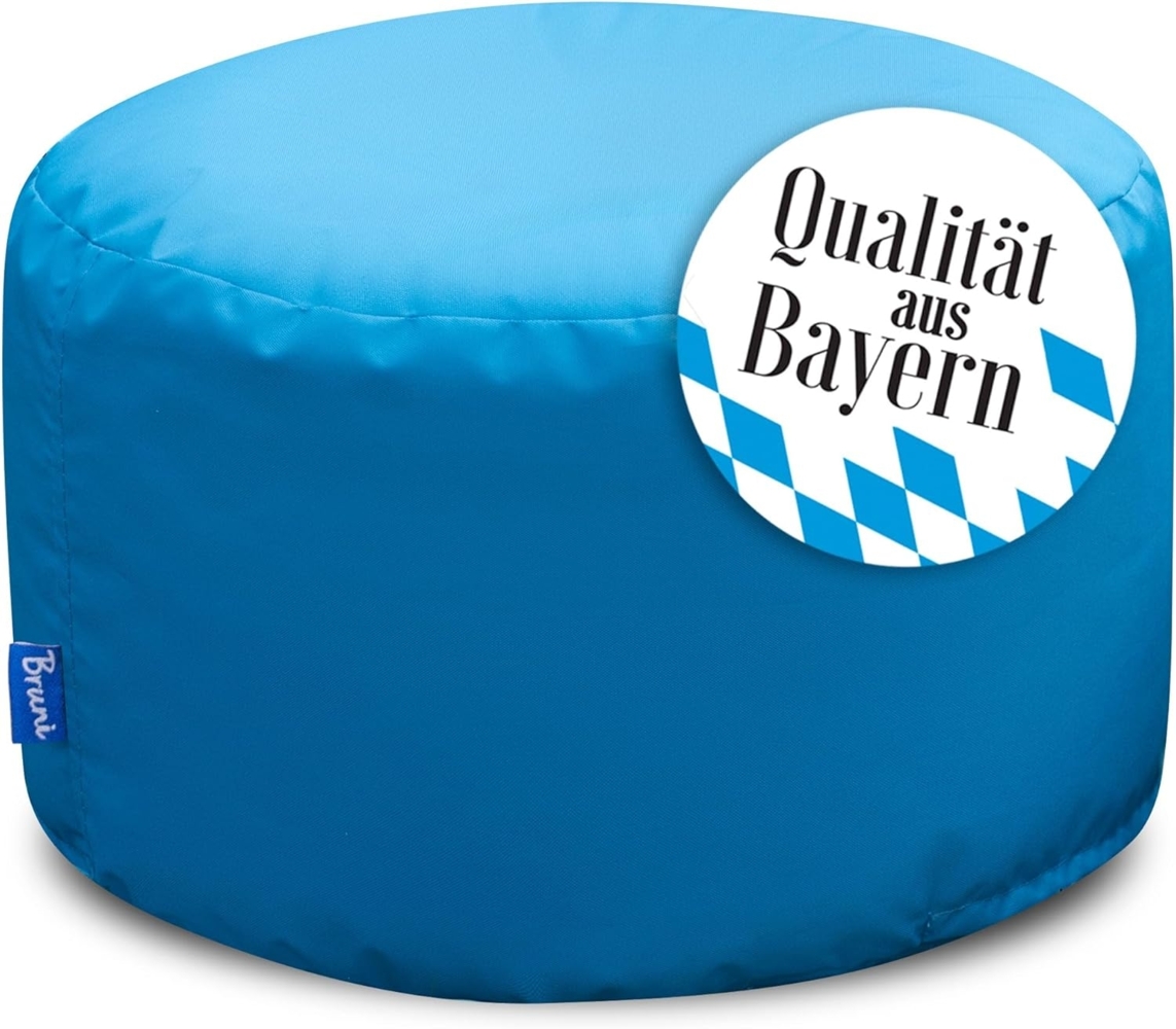 Bruni Pouf Sitzhocker L in Blau – runder Sitzpouf, Indoor und Outdoor als Fußhocker, Yoga-Sitzkissen, Meditationskissen geeignet Bild 1