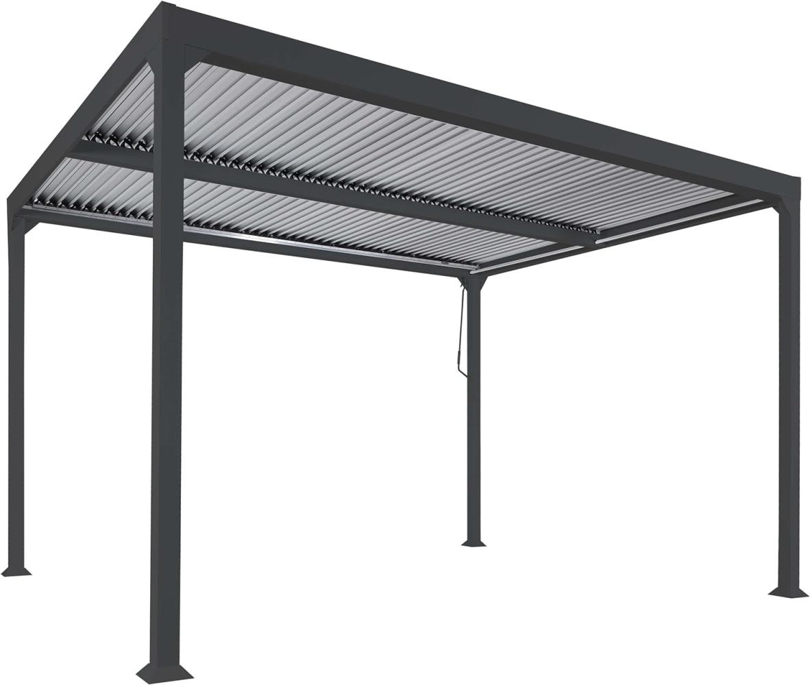 Alu Pergola HWC-L41, Lamellen-Pavillon Terrassenüberdachung, stabiles 8cm-Metall-Gestell 3x3m ~ anthrazit Bild 1