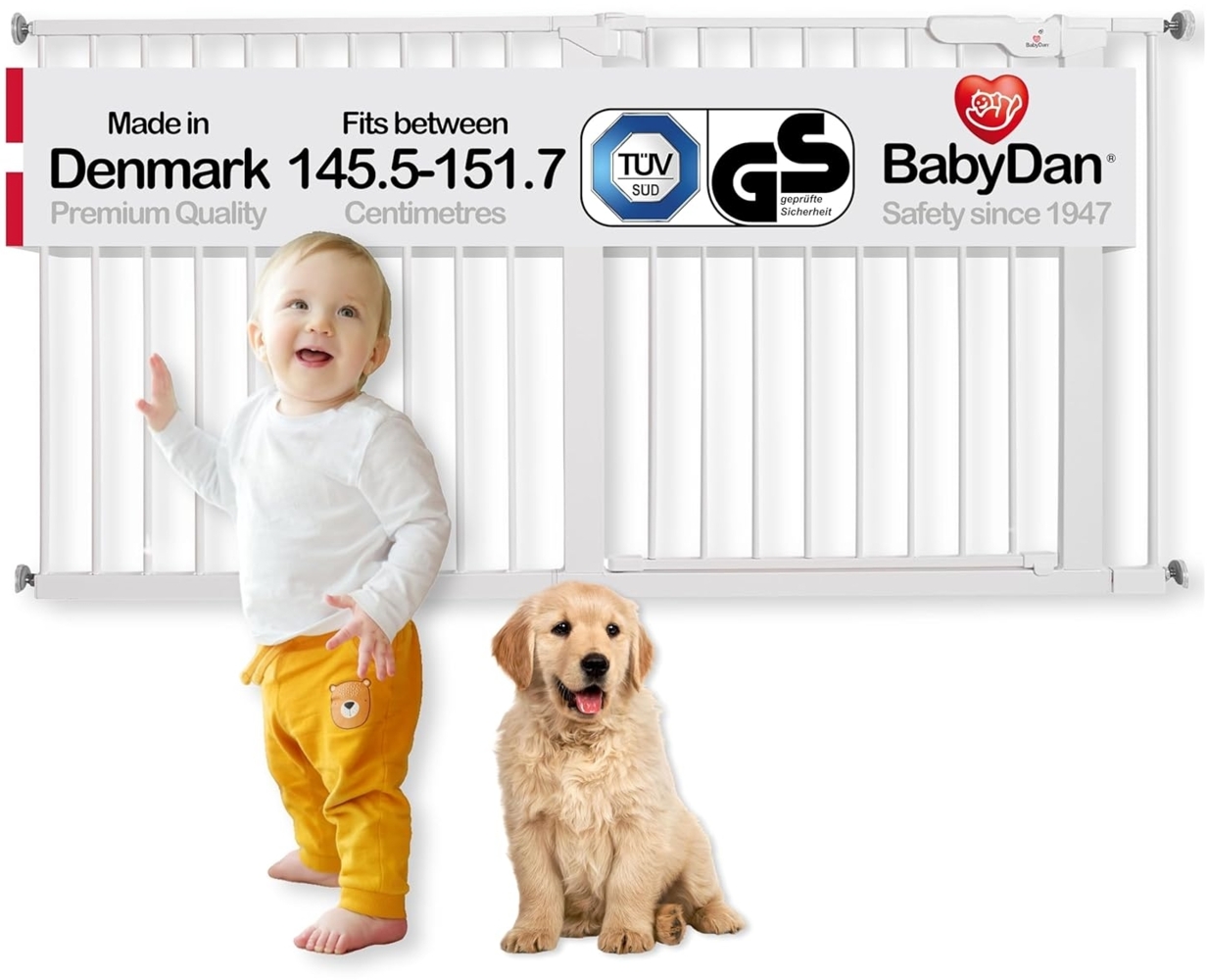BabyDan Extrabreit/Flur Druckpass-Sicherheitsgitter, 145,5–151,7 cm / 57,3–59,7 cm, 8,5 kg Bild 1