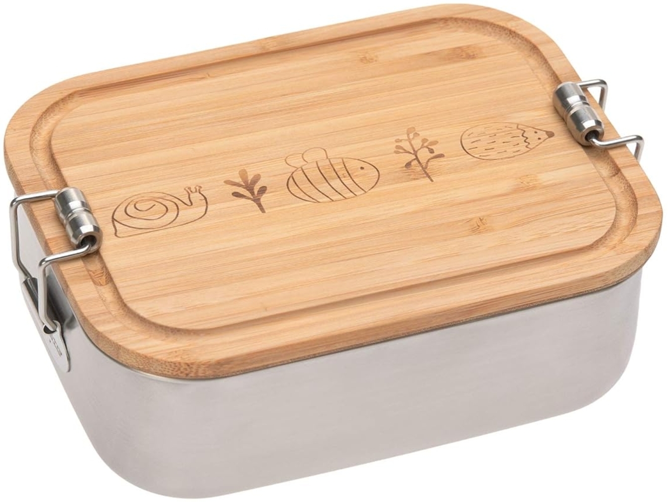 LÄSSIG Lunchbox Garden Explorer, Bambus, Edelstahl, (1-tlg), mit Holzdeckel Bild 1