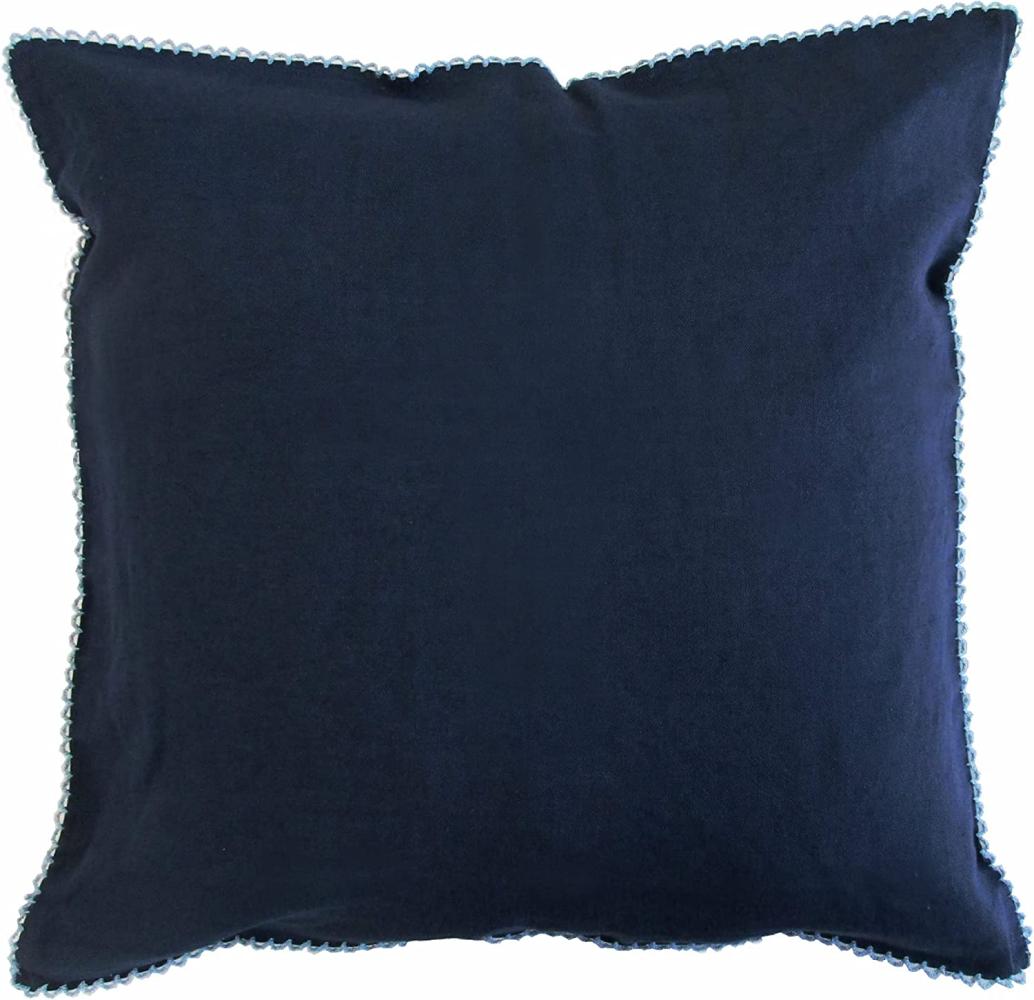 Fleuresse Halbleinen-Kissenbezug mit Zierstich,6544 navy, Größe 40x40 cm Bild 1