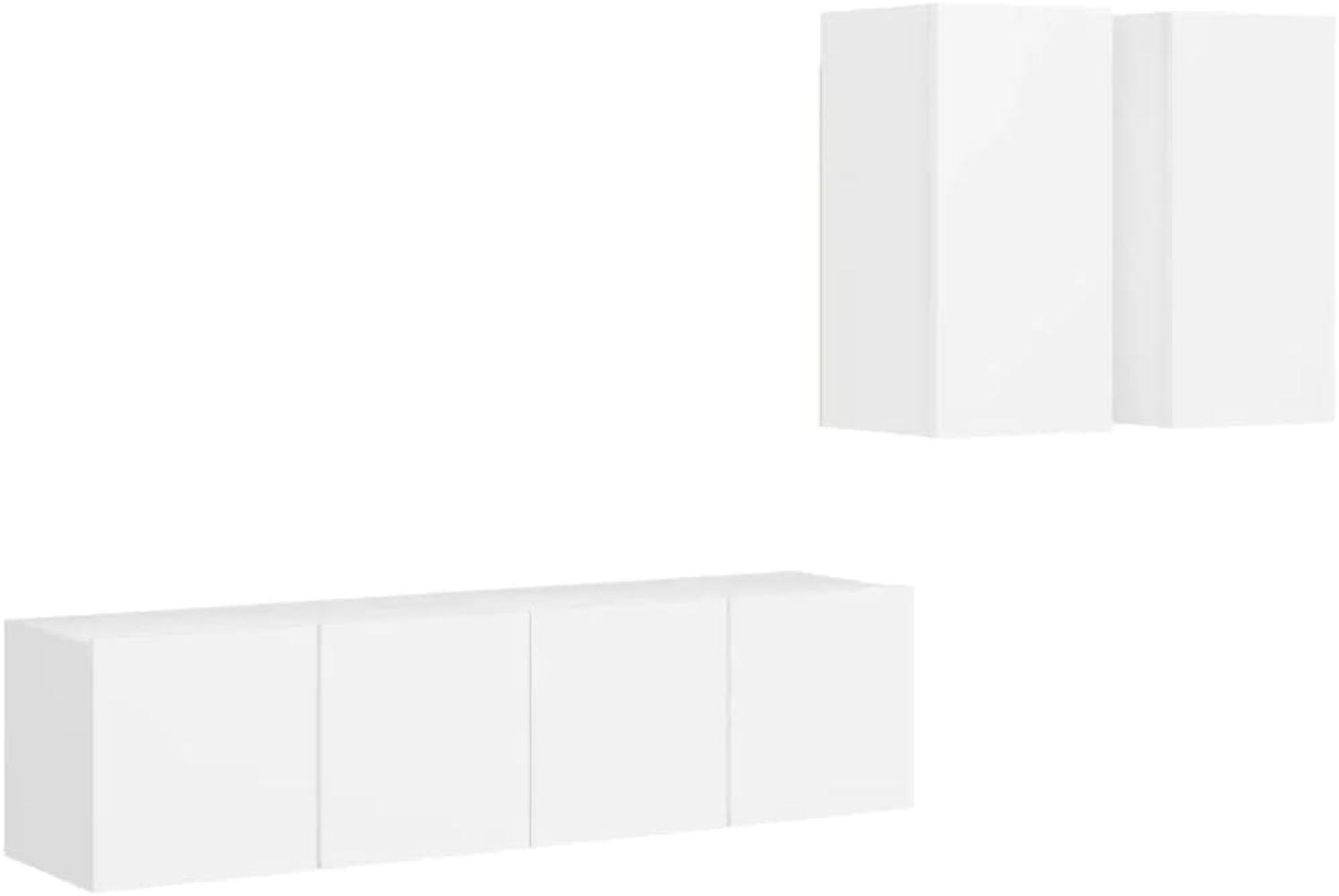 vidaXL 4-tlg. TV-Schrank-Set Weiß Spanplatte [3078685] Bild 1