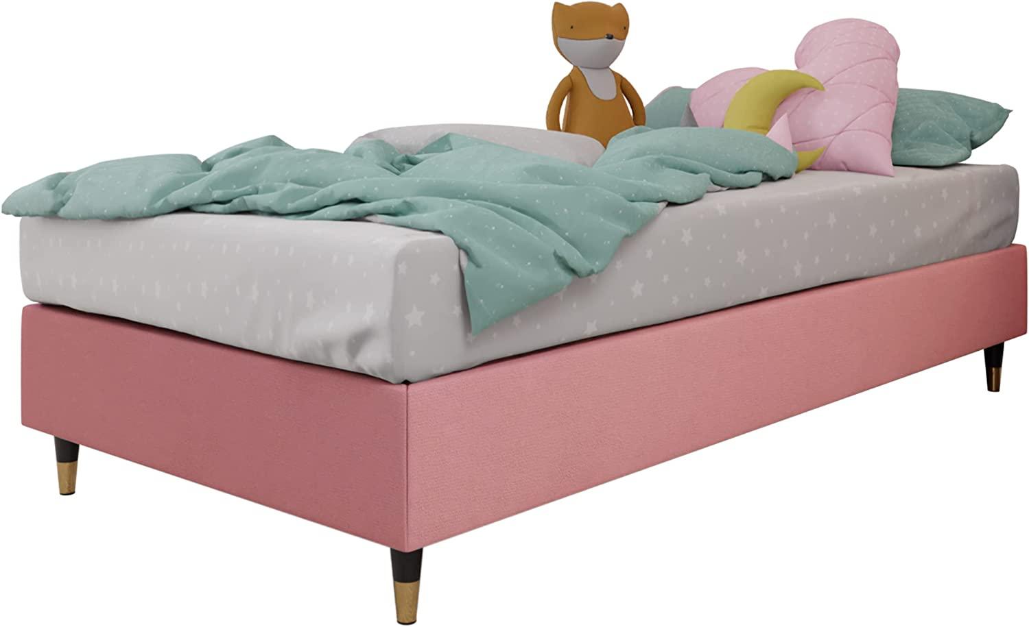 Boxspringbett Sauro Gold für Wandpaneel, Rosa, 80 x 200 cm Bild 1