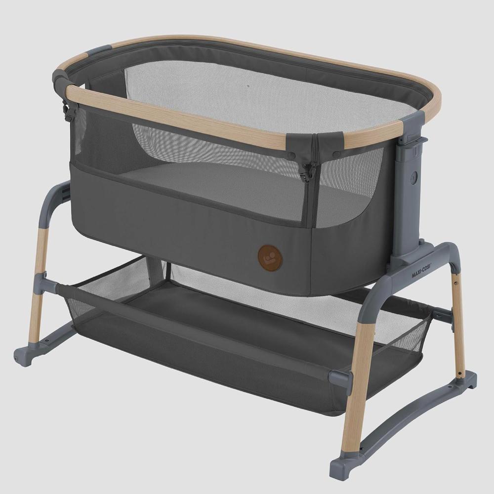 Maxi-Cosi Iora Air Beistellbett, Zustellbett, atmungsaktives Netzgewebe, Höhenverstellbar, Wiege mit Matratze, Eco Care, Geeignet ab Geburt, 0 Monate bis 9 kg, Beyond Graphite Bild 1