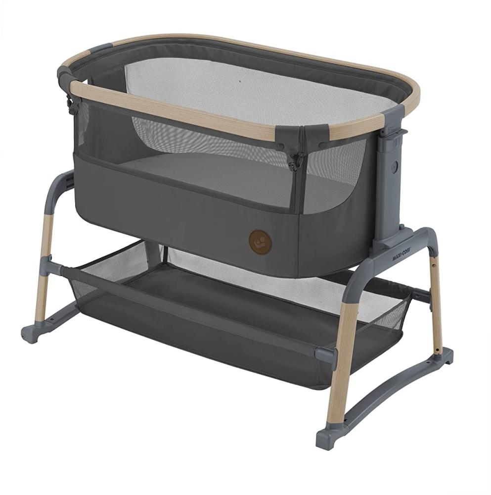 Maxi-Cosi Iora Air Beistellbett, Zustellbett, atmungsaktives Netzgewebe, Höhenverstellbar, Wiege mit Matratze, Eco Care, Geeignet ab Geburt, 0 Monate bis 9 kg, Beyond Graphite Bild 1