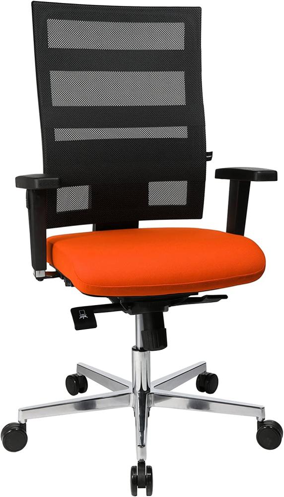 Topstar Sitness X-Pander Plus, ergonomischer Bürostuhl, Schreibtischstuhl, inkl. Multifunktions-Armlehnen, Body-Balance Tec-Gelenk, Stoff, orange / schwarz Bild 1