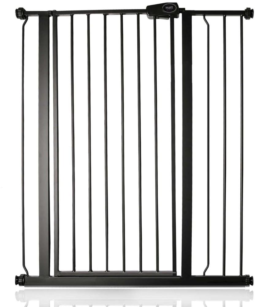 Bettacare Extra hoher Sicherheitsgitter für Kinder und Hunde, 87.9cm - 95.5cm, Mattschwarz, Extra hohes Babygitter von 104cm Höhe, Druckmontage-Sicherheitsgitter für Treppen Bild 1