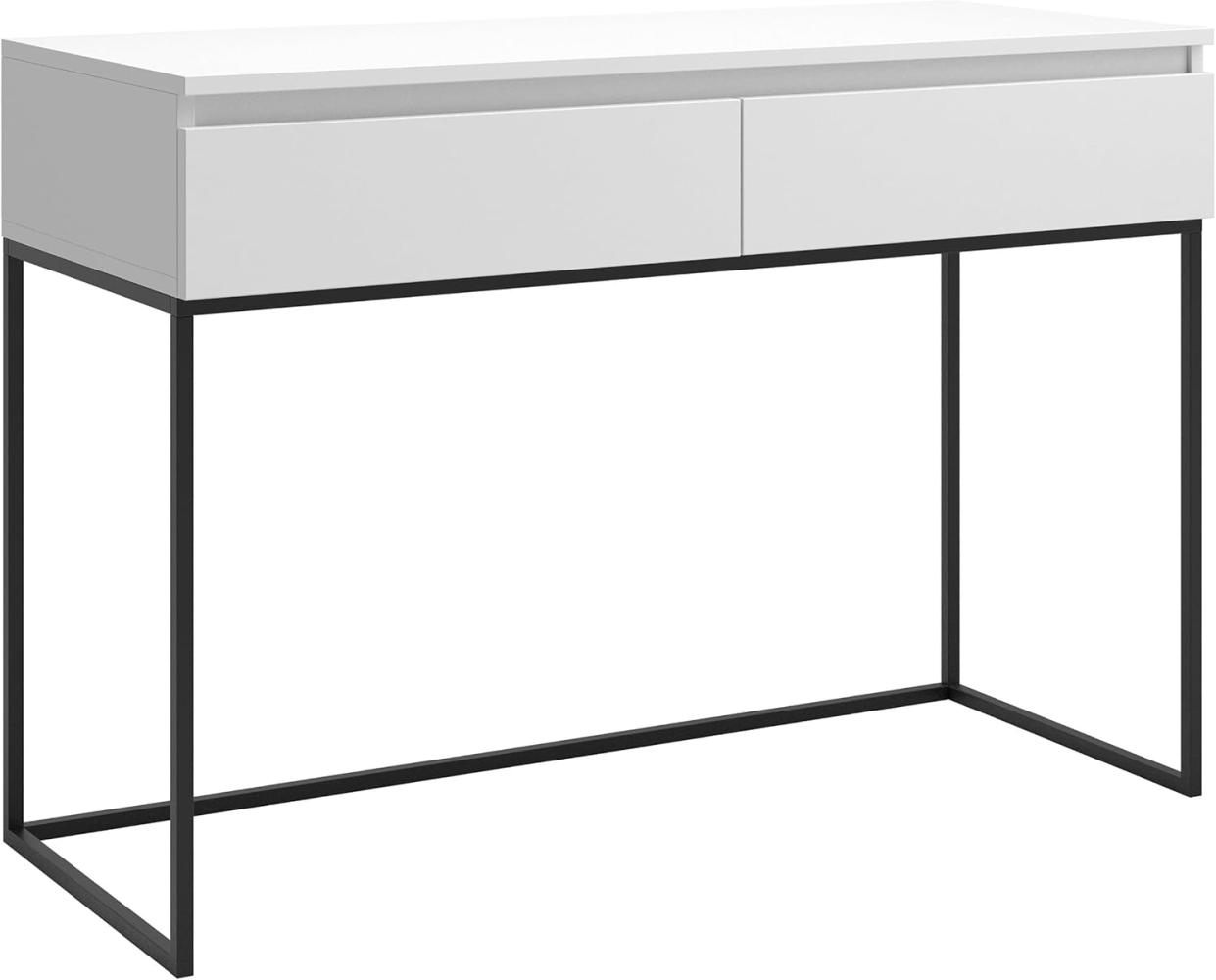 Selsey Bemmi - Schminktisch Schreibtisch, Weiß mit schwarzem Metallgestell, 120 cm Bild 1