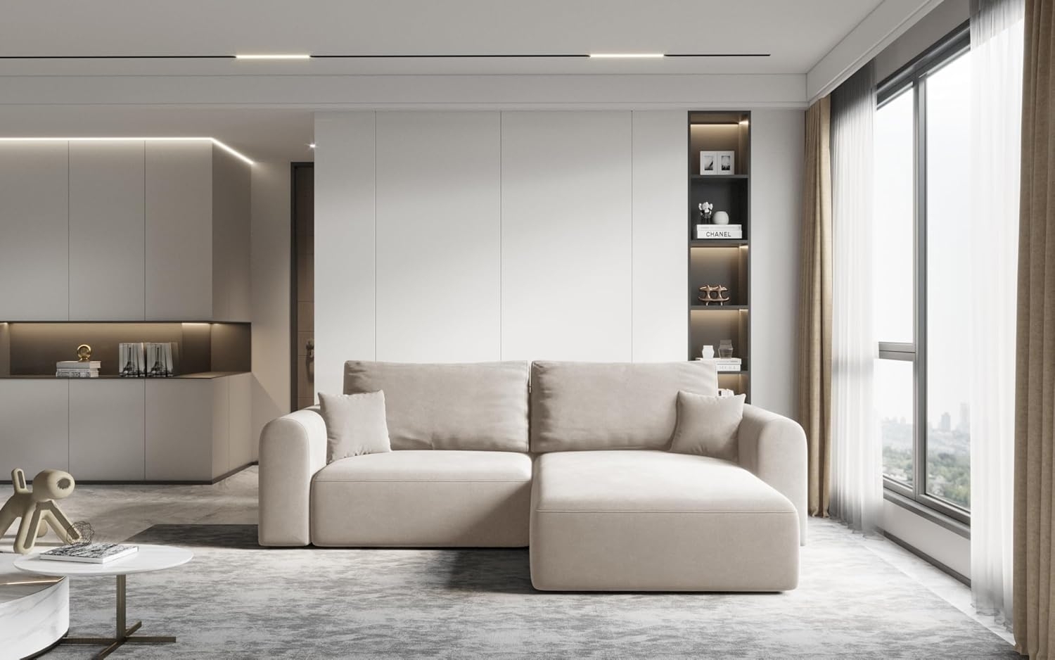 Kaiser Möbel Ecksofa Modernes Karo-Ecksofa mit Schlaffunktion stoff Castel Bild 1