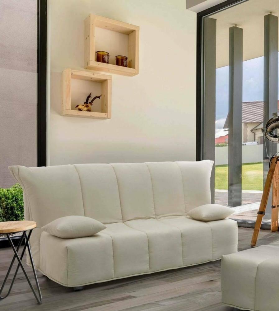 Talamo Italia 2-Sitzer Mina Schlafsofa, Wohnzimmersofa, Trolley-Öffnung, Made in Italy, aus gepolstertem Stoff, mit Kissen enthalten, Cm: 125x90h85, Farbe Beige Bild 1