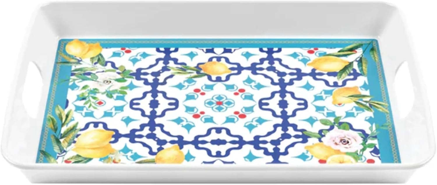 Guzzini Tablett mit Griffen rechteckig 47x34 cm Flower&Lemon Bild 1