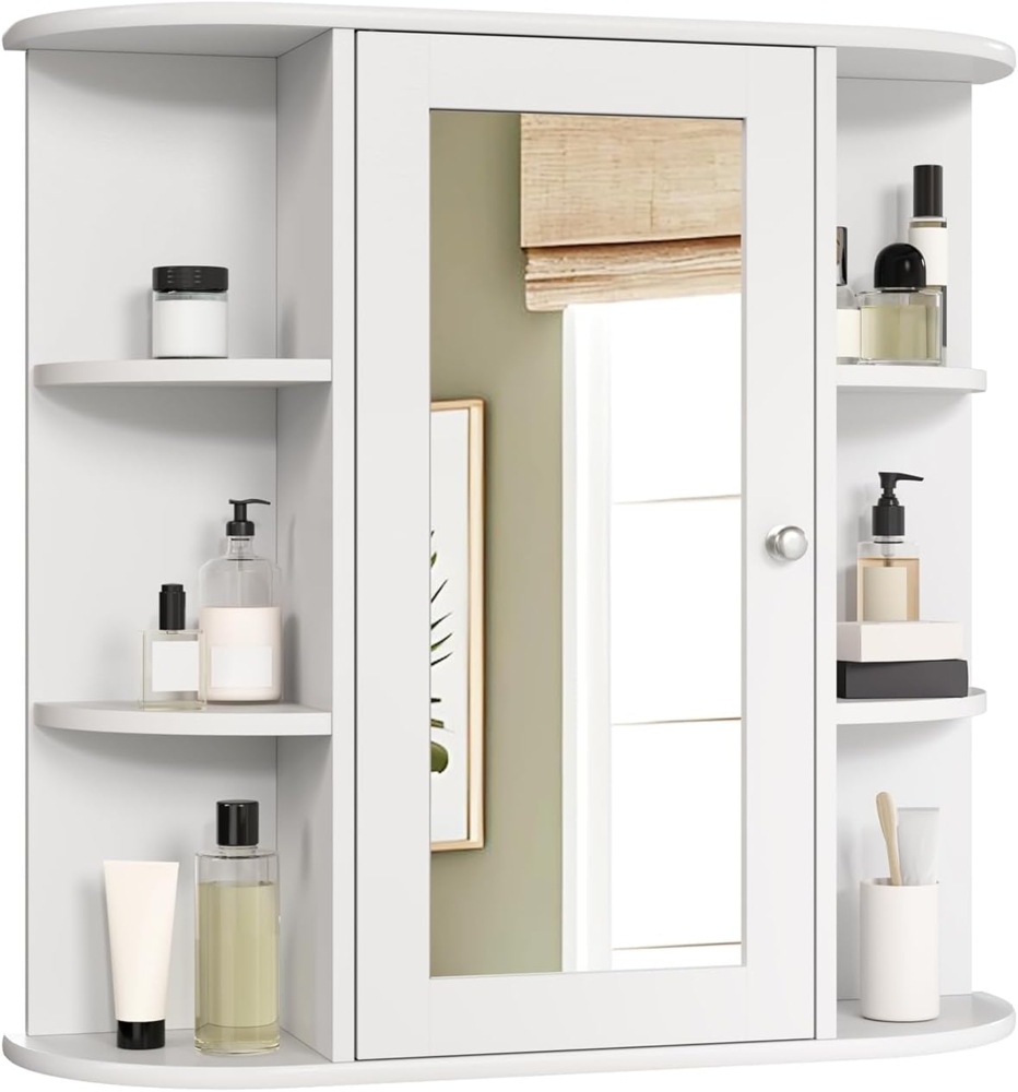 EUGAD Spiegelschrank für Badzimmer Hängeschrank Badschrank Spiegel mit Ablage Schminkschrank aus Holz 58 x 60 x 16 cm weiß Bild 1