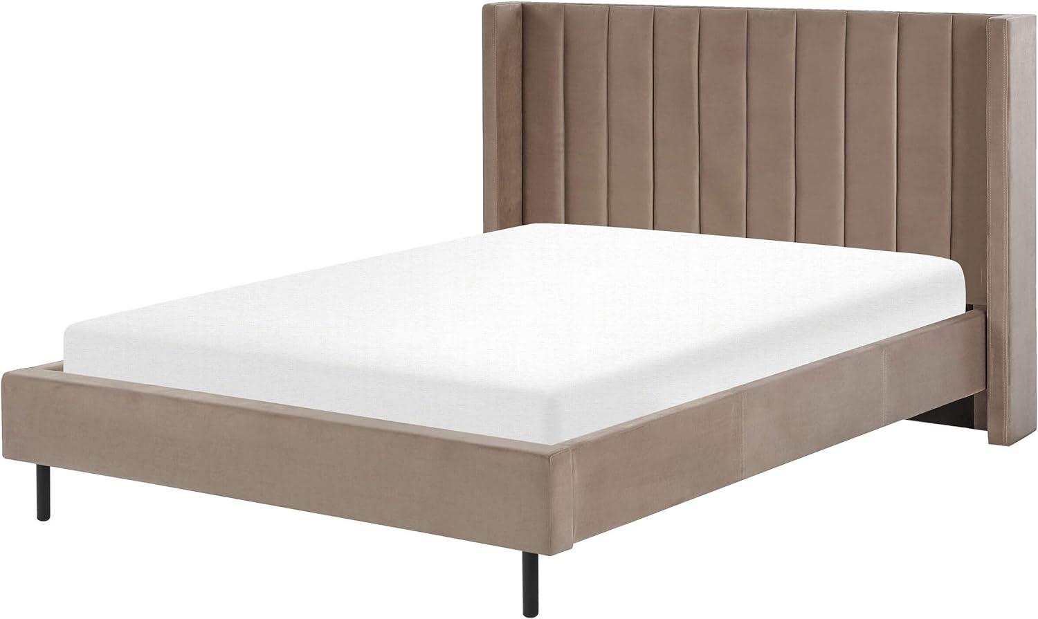 Bett mit Lattenrost VILLETTE 140 x 200 cm Samtstoff Taupe Bild 1