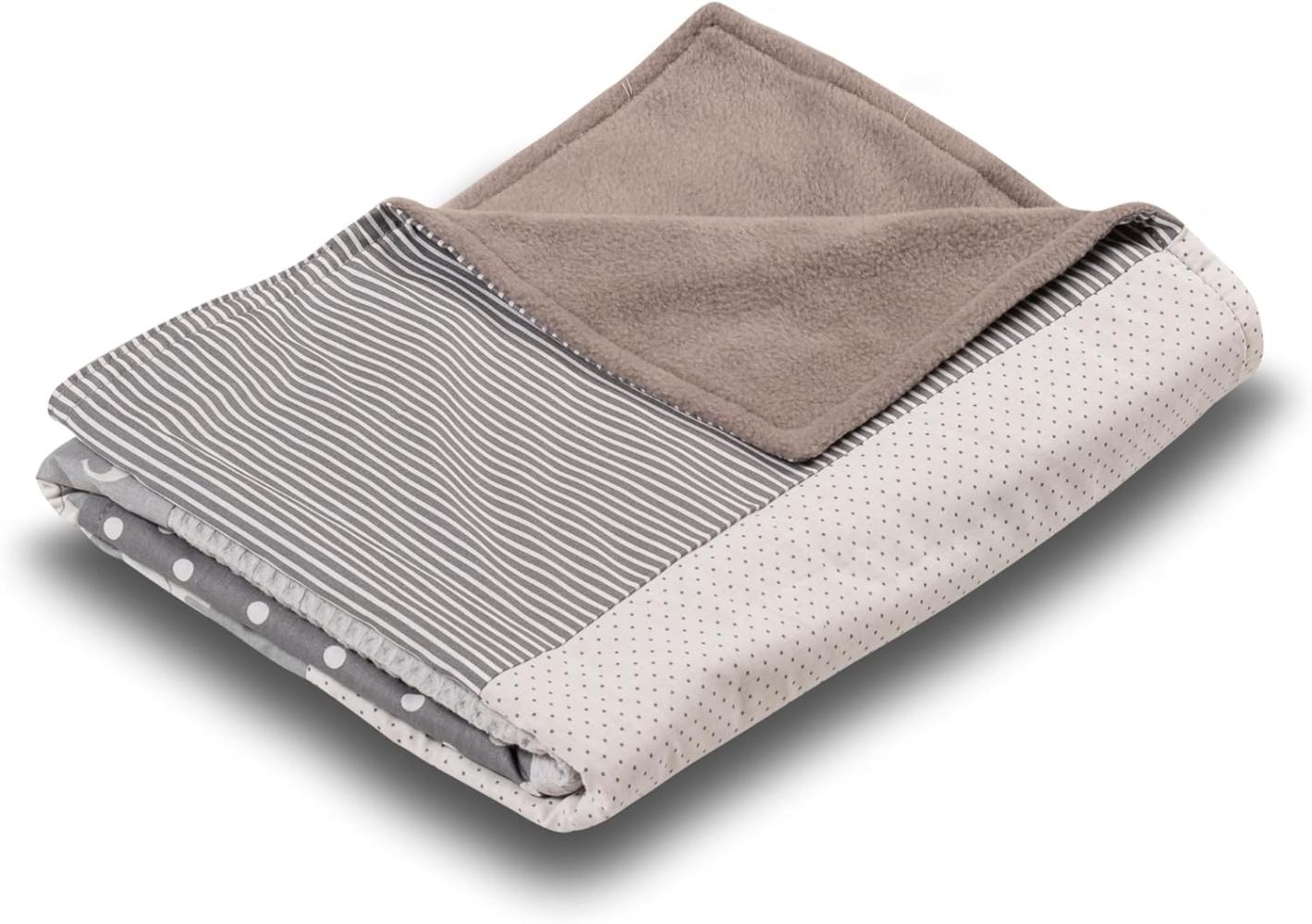 ULLENBOOM ® Babydecke 70x100 cm, Graue Elefanten (Made in EU) - Aus Baumwolle & flauschigem Fleece (OEKO-TEX Standard), Baby Decke Neugeborenen, ideal als Kinderwagendecke oder Kuscheldecke Bild 1