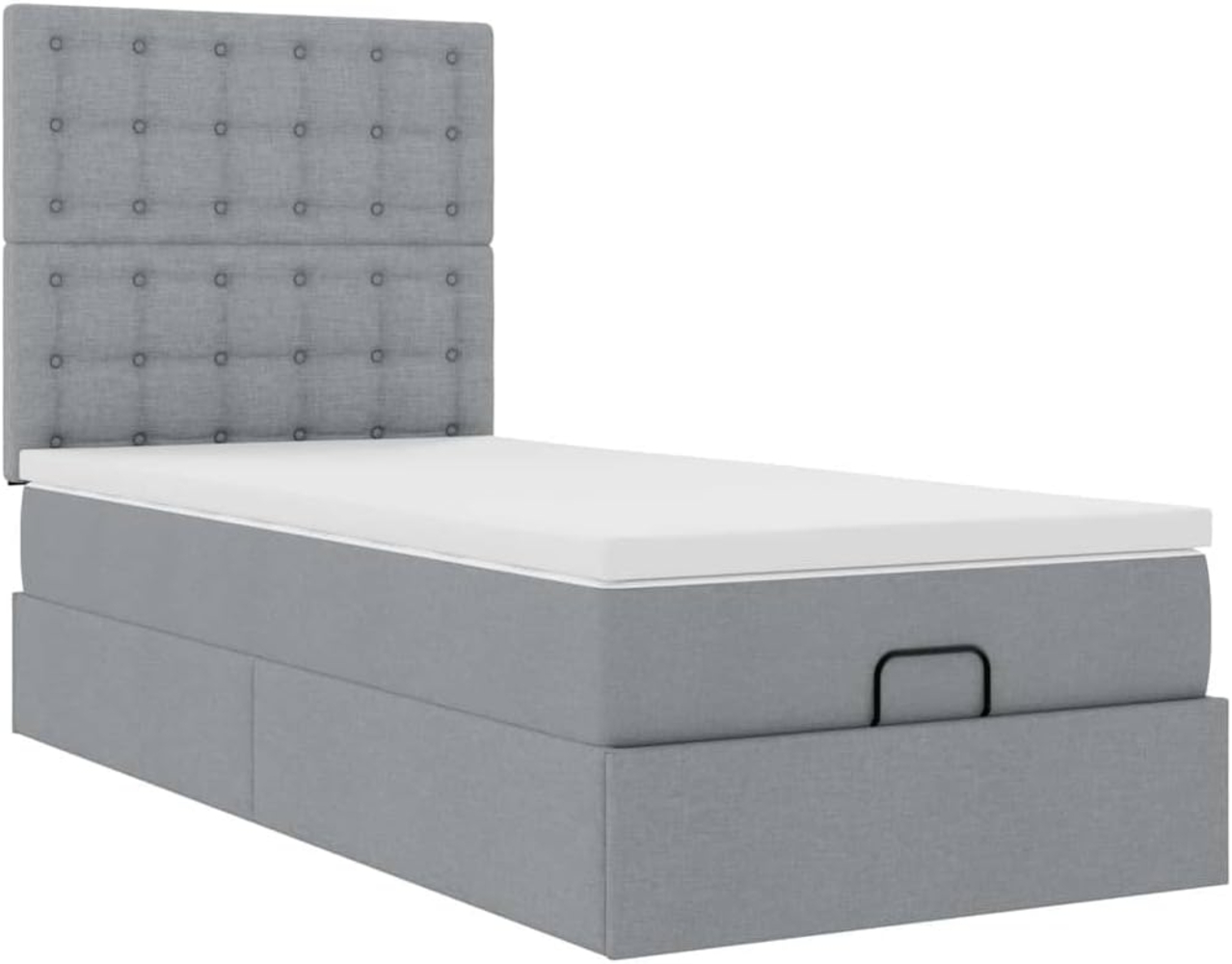 Ottoman-Bett mit Matratze Hellgrau 90x200 cm Stoff 3313292 Bild 1