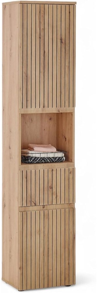 AUSTIN Badezimmer Hochschrank in Artisan Eiche Optik, Wildeiche Optik FSC-zertifiziert - Badezimmerschrank Bad Schrank mit viel Stauraum - 40 x 181 x 31 cm (B/H/T) Bild 1