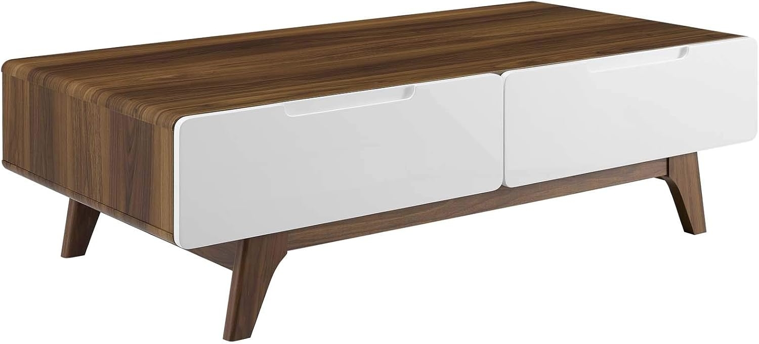 Modway-Origin Beistelltisch aus Holz, Mitte des Jahrhunderts, 47", Walnuss Weiß, 58 x 119 x 36 cm Bild 1