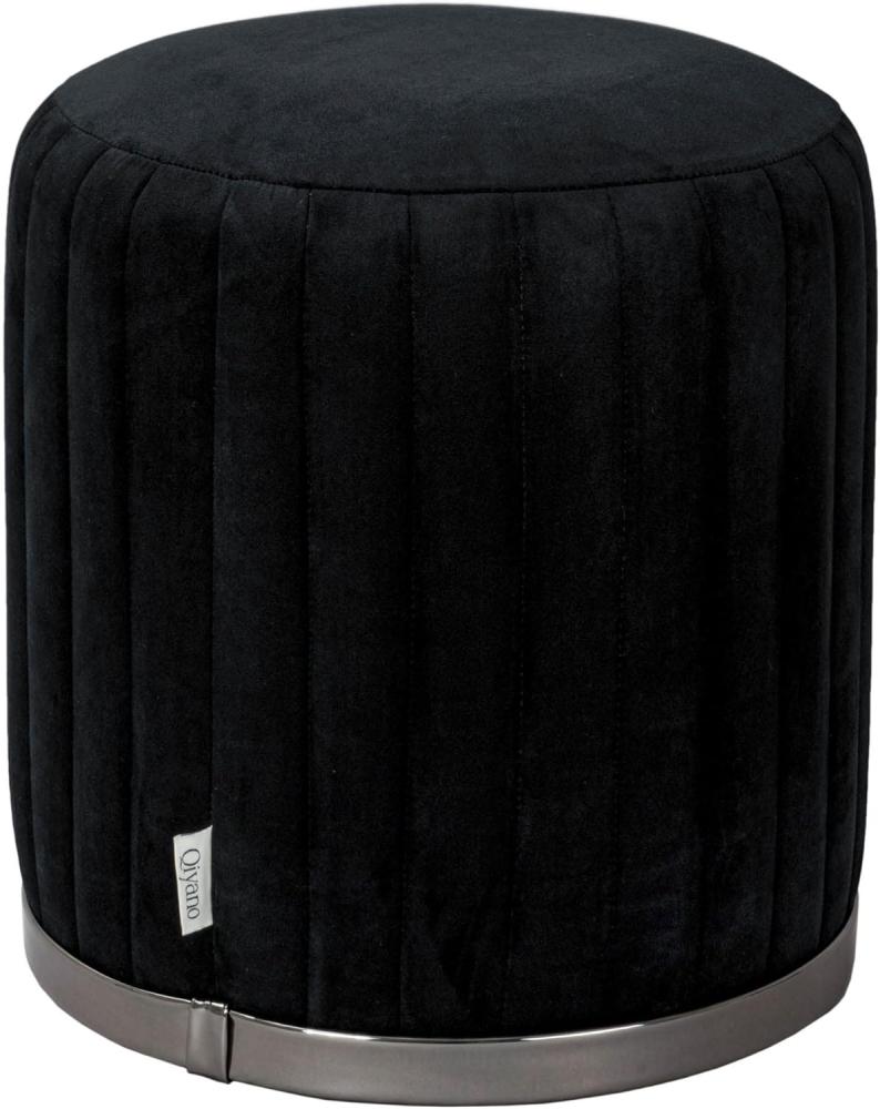 Qiyano Hocker Moderner Sitzpouf Schwarz Samt, Garderobe Wohnzimmer (1 St) Bild 1