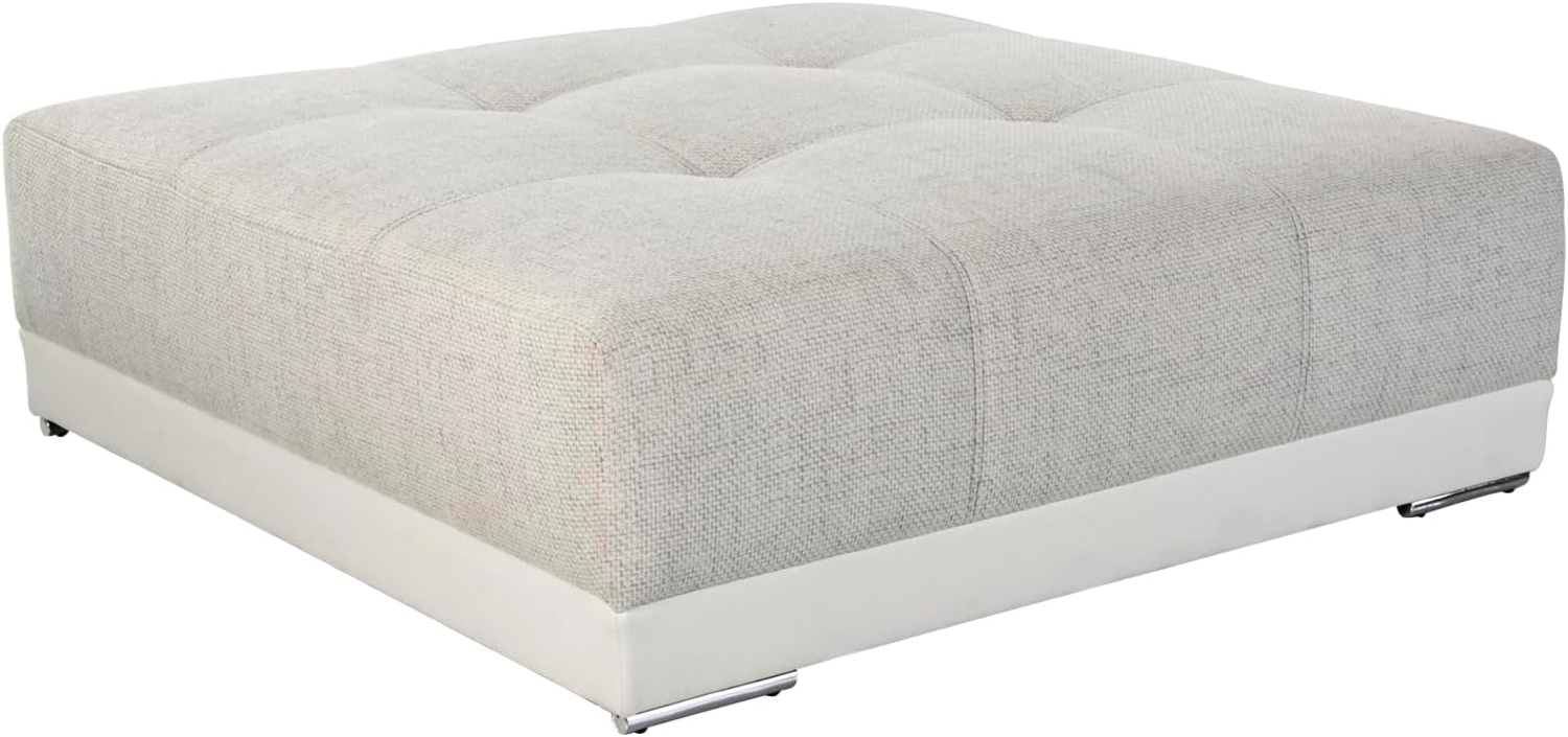 luma-home Polsterhocker 15138 (XXL-Hocker 120x120 cm mit Federkernpolsterung, passend zum Big Sofa), Kunstleder Weiß und Web-Strukturstoff Grau Beige Bild 1