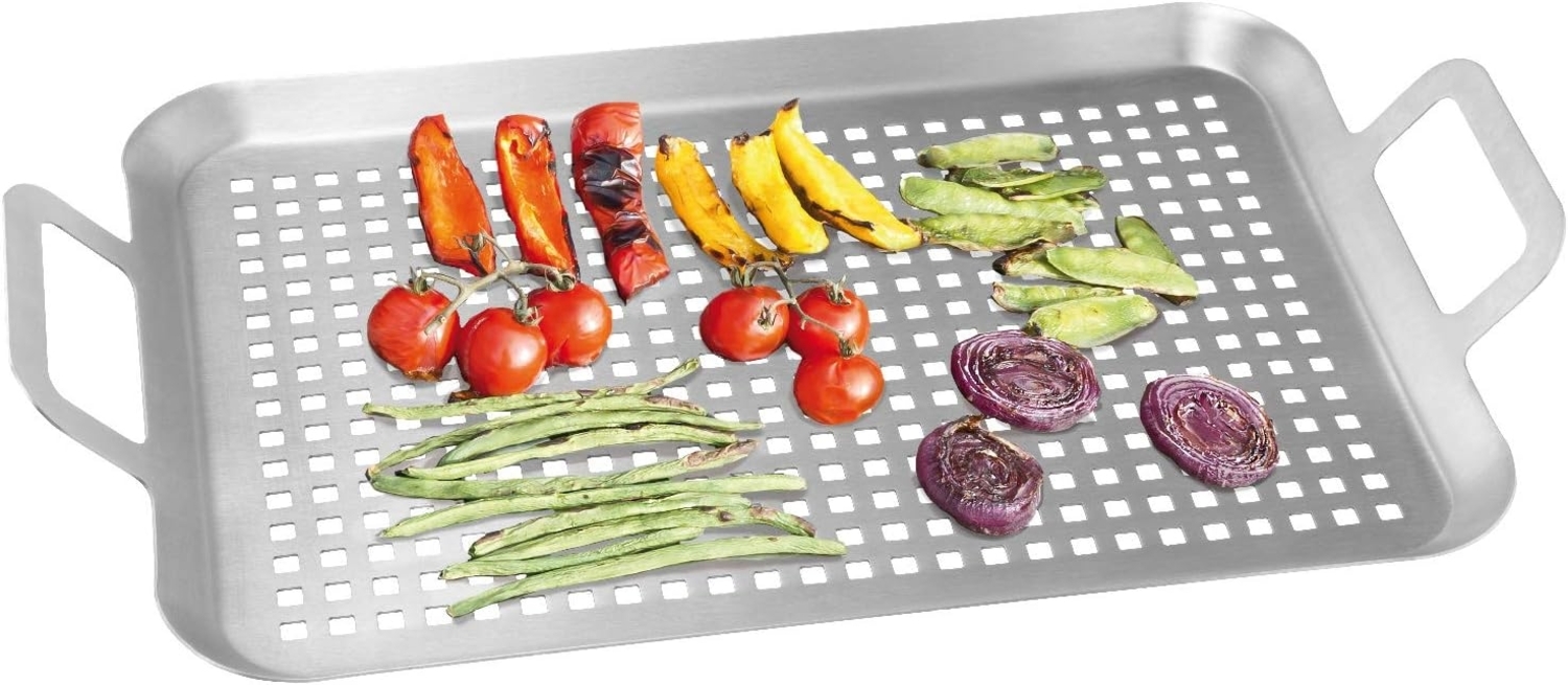 Grillplatte 43 x 25 x 5 cm Edelstahl Grillkorb Grillpfanne Bild 1